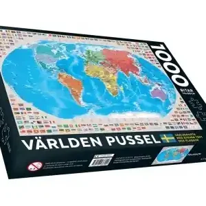 Superpris | Norstedts Världen Pussel - Världskarta med svensk text och flaggor (1000)