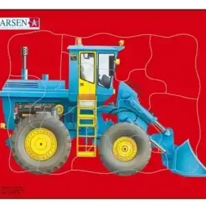 Erbjudande | Larsen Rampussel - Blå Traktor Med Skopa, Röd Bakgrund (10)