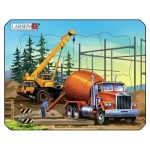 Larsen Rampussel - Orange Cementblandare och Gul Lyftkran i Arbete (7) - Fynd