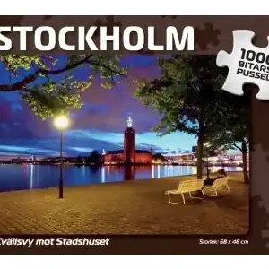 Kan beställas - Svenskapussel Stockholm - Kvällsvy mot Stadshuset (1000)