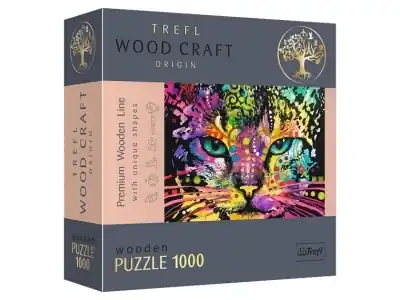 Nytt lägre pris | Trefl Träpussel Wood Craft - Colorful Cat (1000)