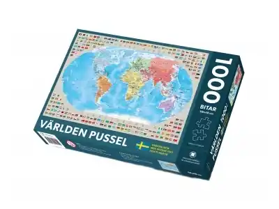 Kartförlaget Världskarta med svensk text och flaggor (1000) | Beställ idag