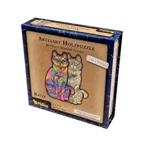 Philos Artifact Wooden Puzzle - Cat (160) - Professionell kvalitet