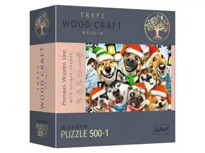 Kan beställas online - Trefl Träpussel Wood Craft - Festive Dogs (501)