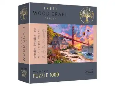 Finns i lager - Trefl Träpussel Wood Craft - Dominic Davison, Sunset at Golden Gate (1000)