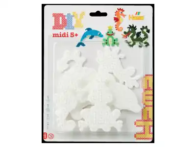 Toppsäljare - Hama Midi Pärlplattor - 4 Varierad Storlek (Delfin, Groda, Sjöhäst och Drake)