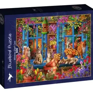 Bluebird Puzzle Ciro Marchetti - Window Shelf Cats (500) - Hög kvalitet