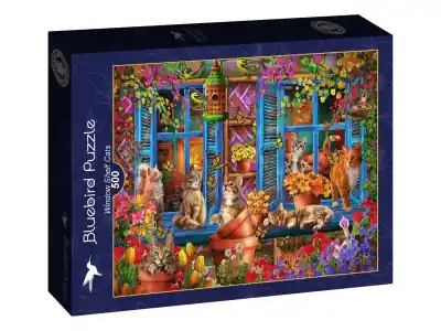 Bluebird Puzzle Ciro Marchetti - Window Shelf Cats (500) - Hög kvalitet