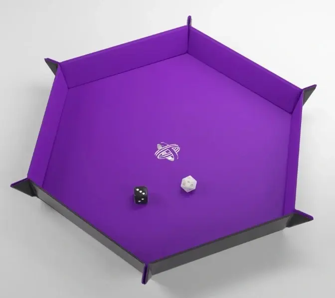 Gamegenic - Magnetic Dice Tray Hexagonal Black / Purple - Passa på nu