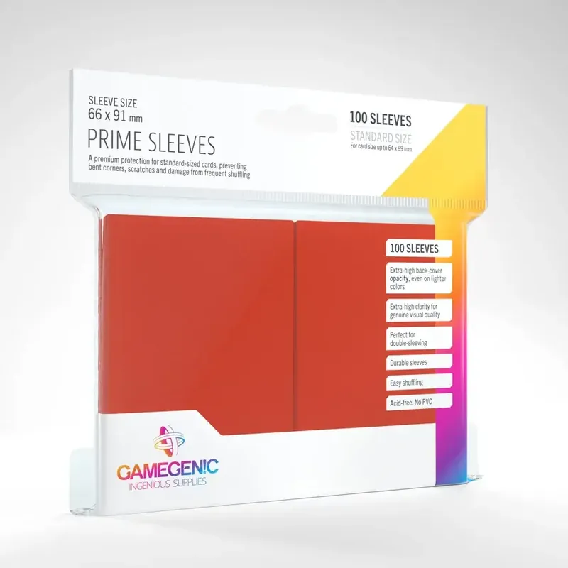 Nedsatt pris | Gamegenic - Prime Sleeves Red (100 Sleeves)