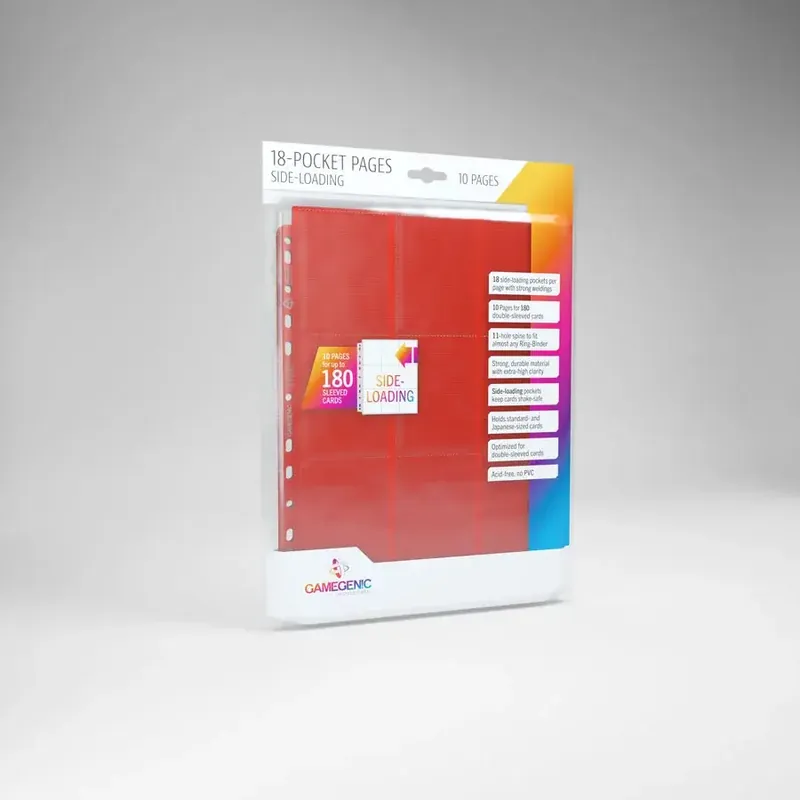Hög kvalitet - Sideloading 18 Pocket Pages 10 Pcs Pack Red Gamegenic