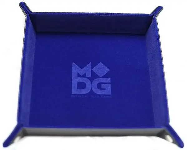 Velvet Folding Dice Tray 10x10 Blue with Leather Backing - Tryggt köp