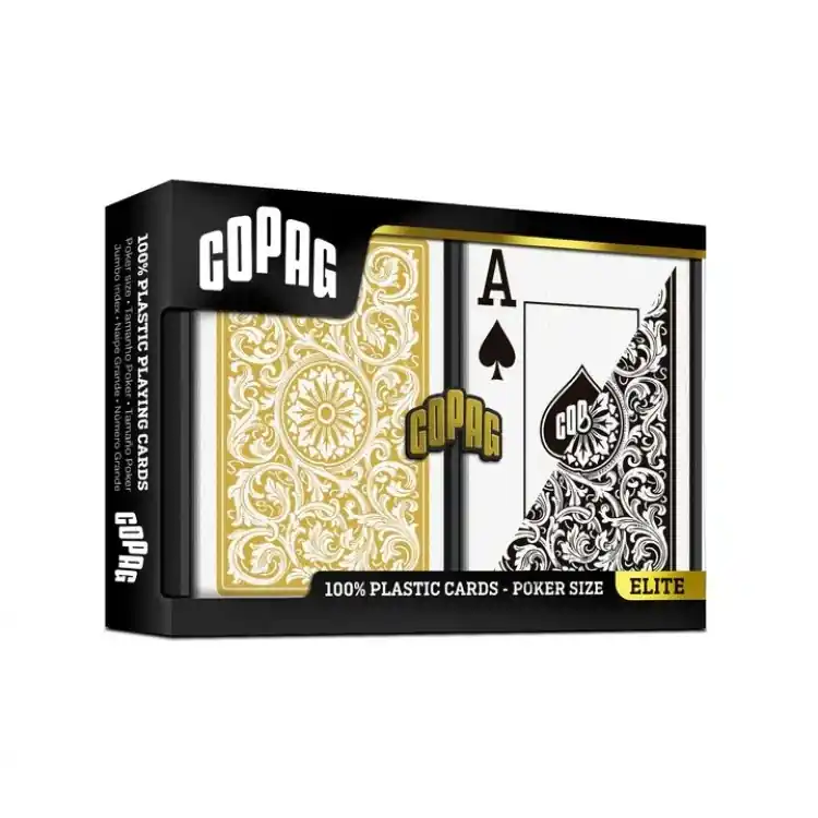 1546 Elite Poker size - Regular index playing cards double deck Black/Gold | Väl omtyckt