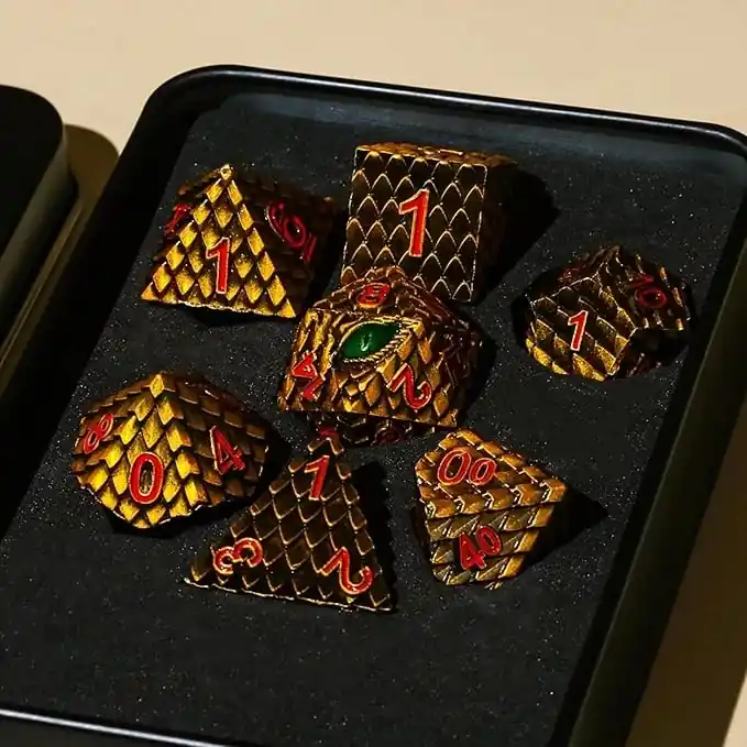 A Role Playing Dice Set Metallic - Dragon Scale Gold | Specialerbjudande