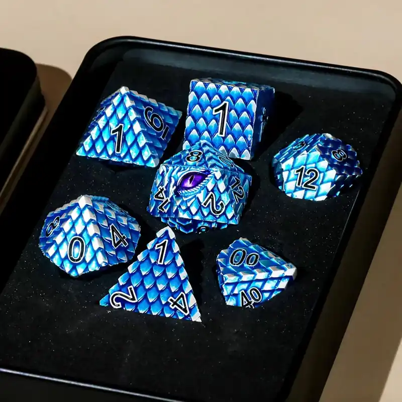 Storsäljare | A Role Playing Dice Set Metallic - Dragon Scale Blue