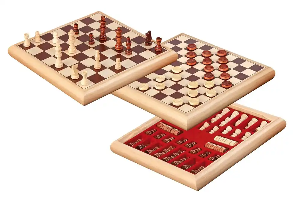 Chess checkers set, wooden box, field 35 mm (2803) - Under begränsad tid