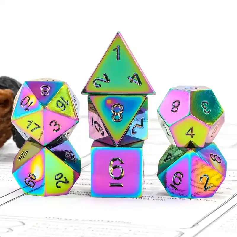 A Role Playing Dice Set Metallic - Metal - Rainbow - Nyinkommet