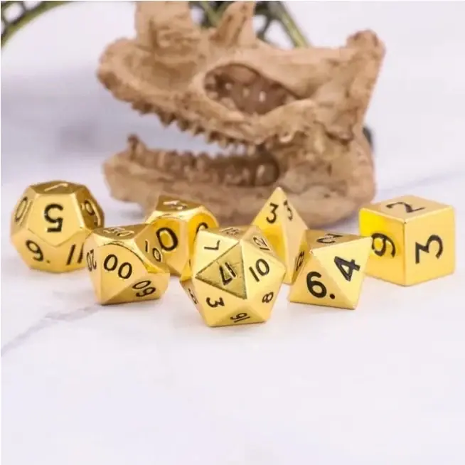 A Role Playing Dice Set Metallic - Mini Metall - Gold (storlek 10 mm) | Passa på