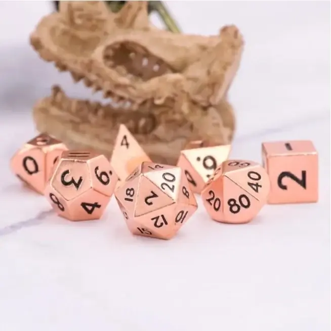 A Role Playing Dice Set Metallic - Mini Metall - Copper (storlek 10 mm) - Nytt lägre pris