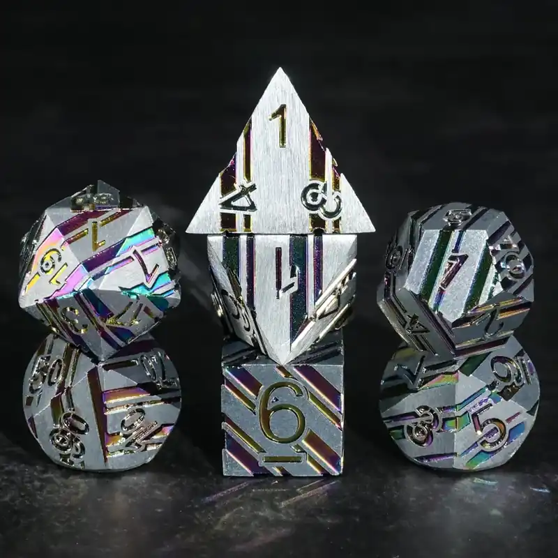 Precis tillagt - A Role Playing Dice Set Metallic - Silver Rainbow