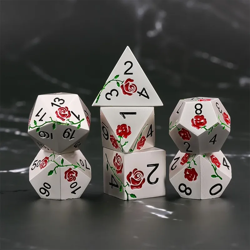 A Role Playing Dice Set Metallic - Red Rose | Extra bra pris