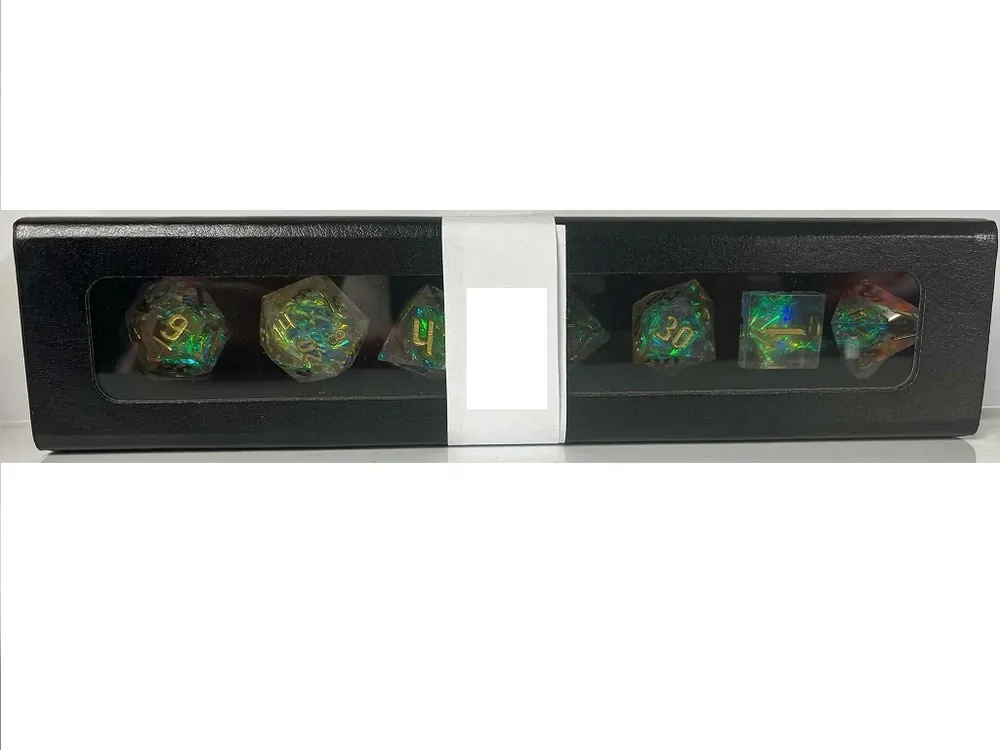 Snabb frakt - A Role Playing Dice Set White Glitter Dice Green Core