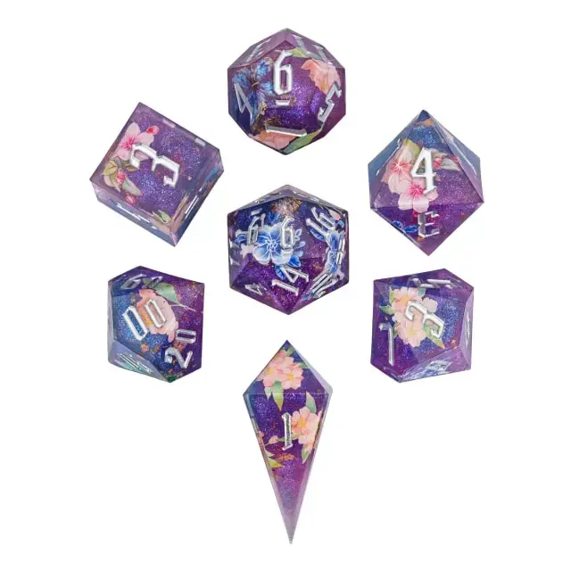 A Role Playing Dice Set - Purple Flower Dice - Kan beställas