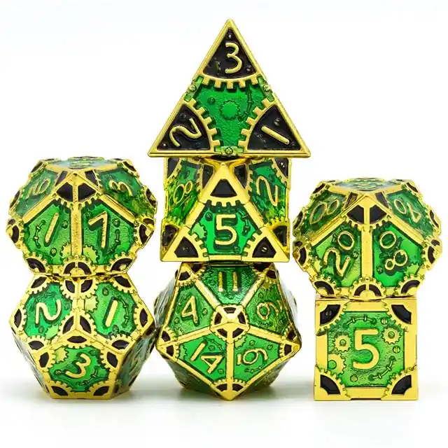 Säker betalning - A Role Playing Dice Set Metallic Steampunk Greengold