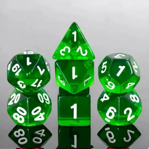 Efterfrågad - A Role Playing Dice Set Green (White Font)