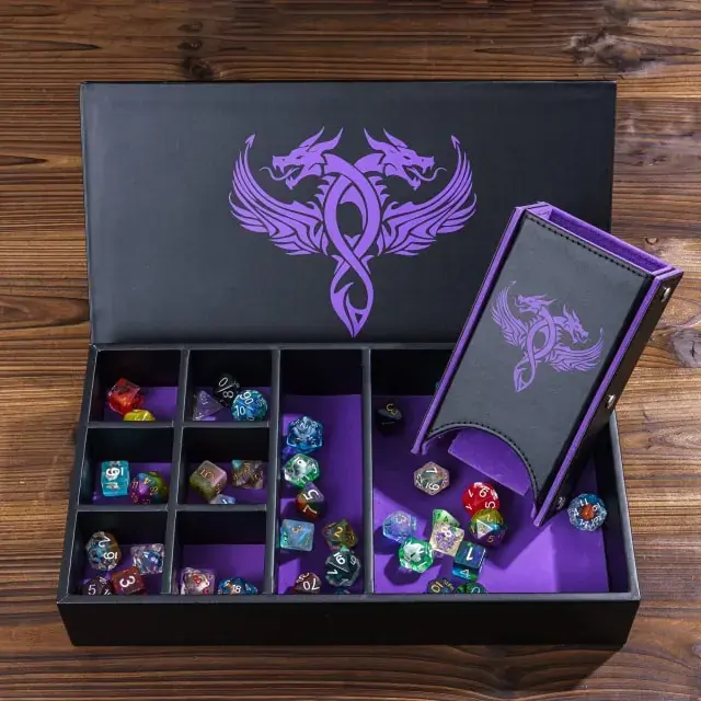 Leather Dice Tower Storage Box Purple | Försäljningssuccé
