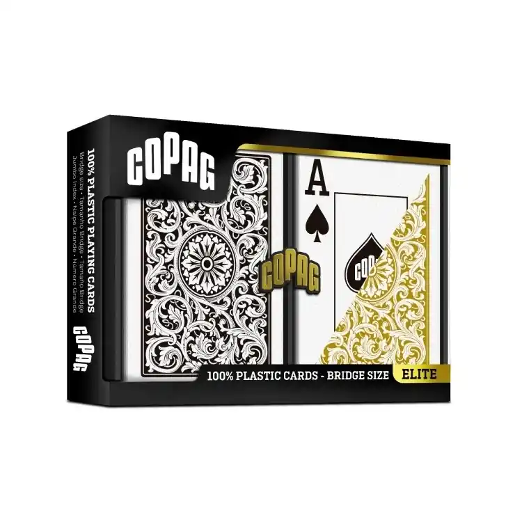 Elite 1546 Playing Cards Bridge Size Black/Gold Double Deck Set Copag - Bästa pris