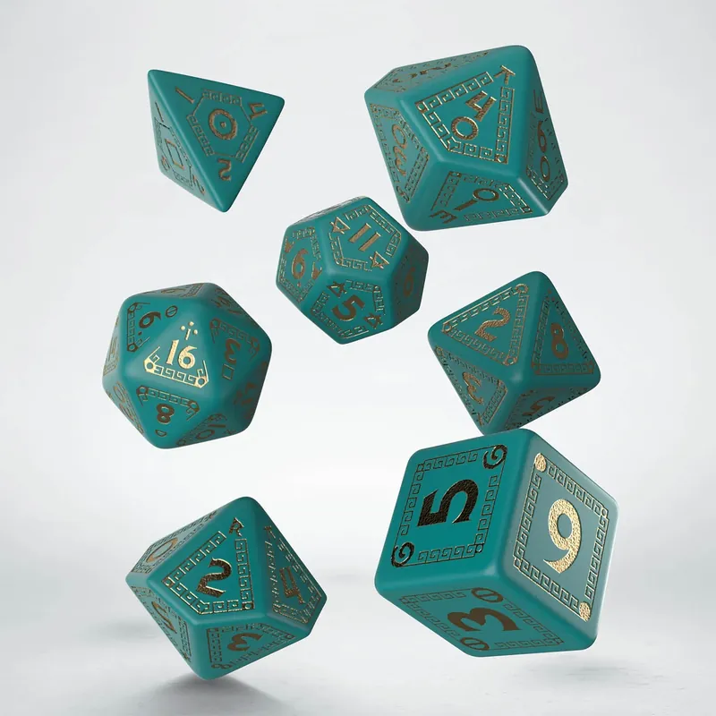 Finns nu | RuneQuest Turquoise & gold Dice Set (7)