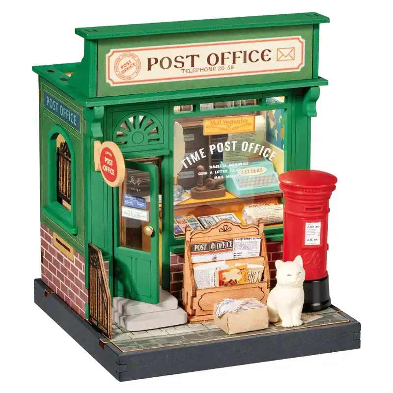 Efterfrågad - Century Post Office - DIY Miniature House, Bookshelf Decoration Kit - Rolife