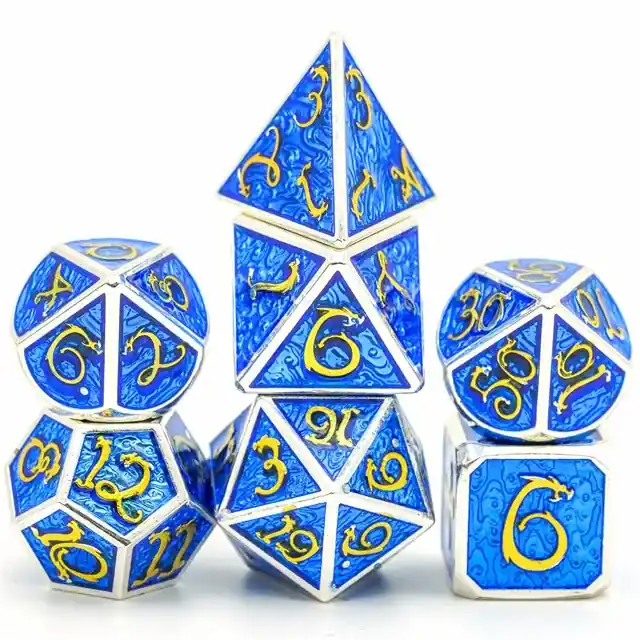 A Role Playing Dice Set Metallic - Silver Blue ( Cloud Dragon ) | Specialpris