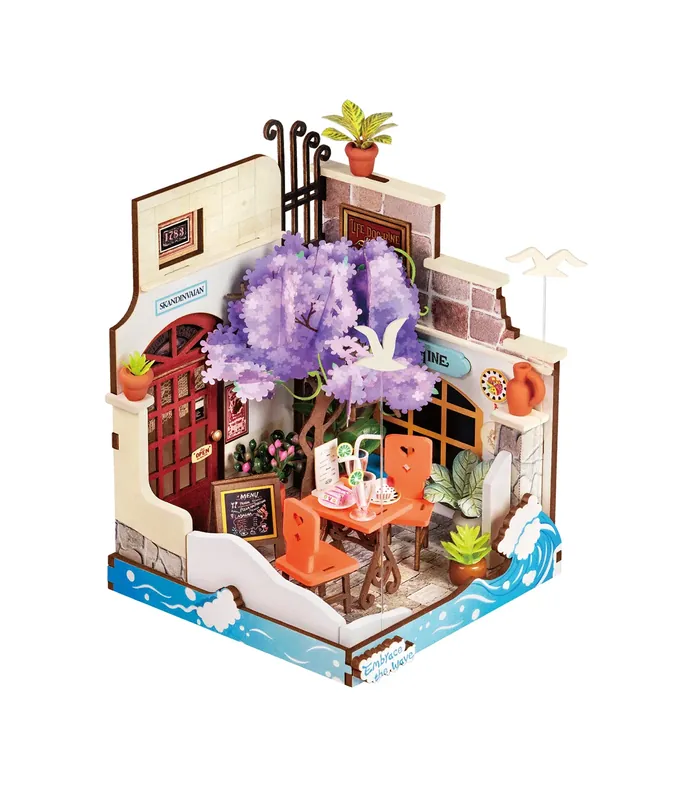 Toppkvalitet - Sea Holiday Restaurant - DIY Miniature House, Bookshelf Decoration Kit - Rolife