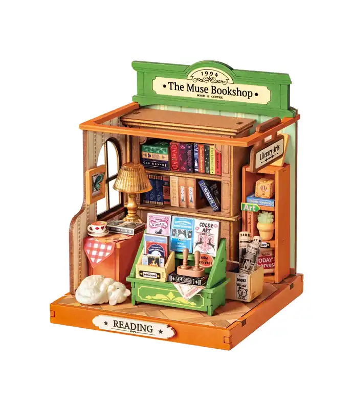 The Muse Bookshop Diy Miniature House Bookshelf Decoration Kit Rolife Rolife - Endast denna vecka