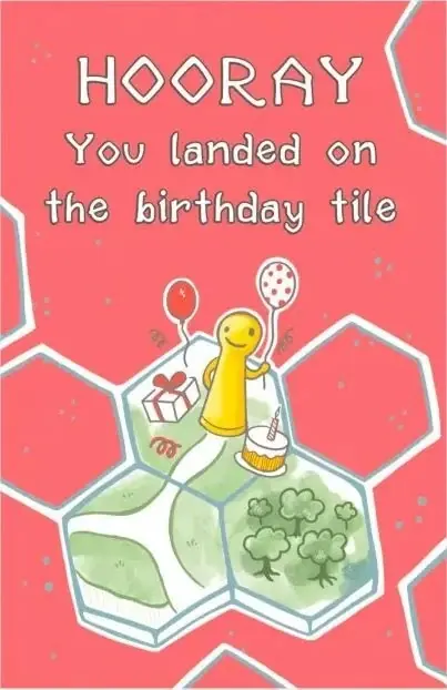 Gratulationskort - Hooray. You landed on the birthday tile | Spara mer
