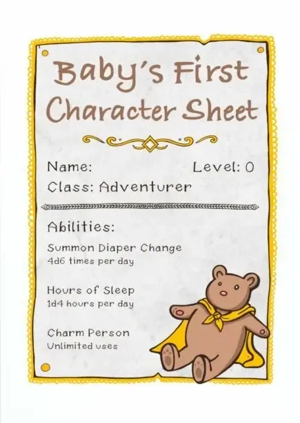 Nyligen tillagt | Gratulationskort - Baby’s First Character Sheet