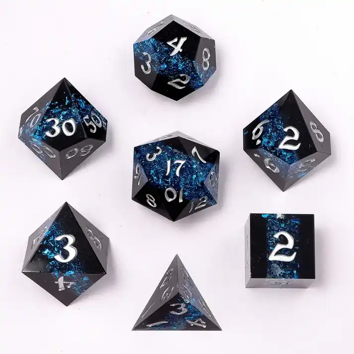 Captured Magic Sharp Edge Resin Dice Set Mana Path Blue - Kundernas favorit