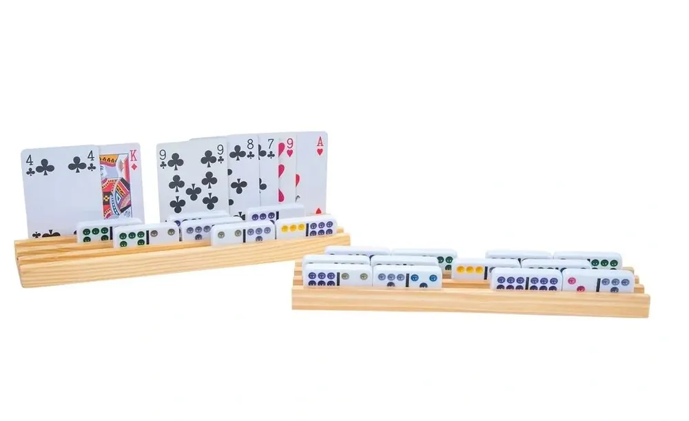 Domino and card holder wood 4 pieces - Kanonpris