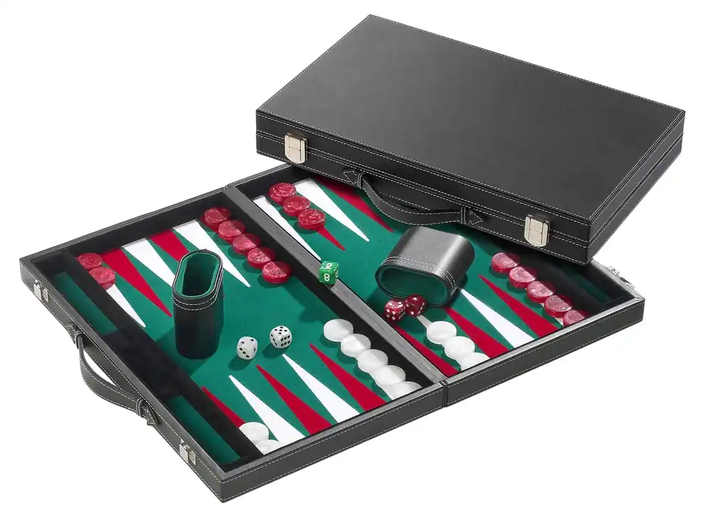 Backgammon Medium Green, imitation leather (1732) | Endast ett fåtal kvar