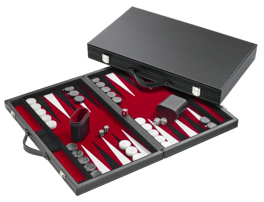 Backgammon Medium - Red imitation leather (1730) | Passa på nu