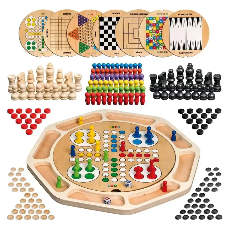 Wooden Game Compendium, 9 Games (3096) - Nytt hos oss