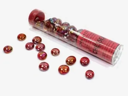 Glass Gaming Stones - Crystal Red Iridized (40) - Bara idag