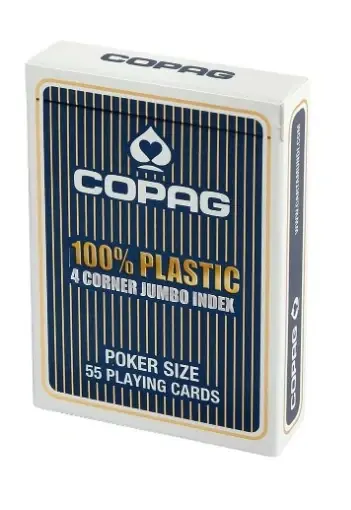 Deal - Copag Poker Size - 4 Corner Jumbo Index, 100% Plastic (Blue)