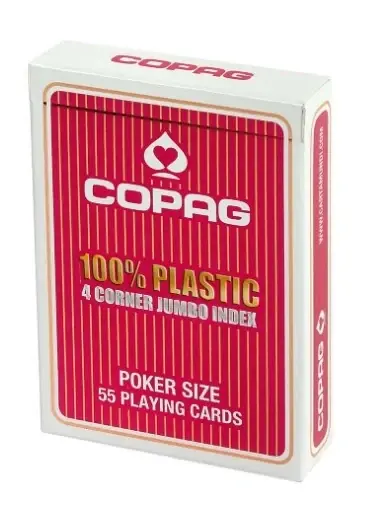 Copag Poker Size - 4 Corner Jumbo Index, 100% Plastic (Red) | Nytt i webbutiken