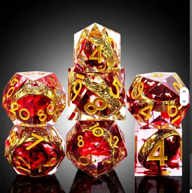 Sharp Edge Dice Set (7) Rings Red - Prissänkt