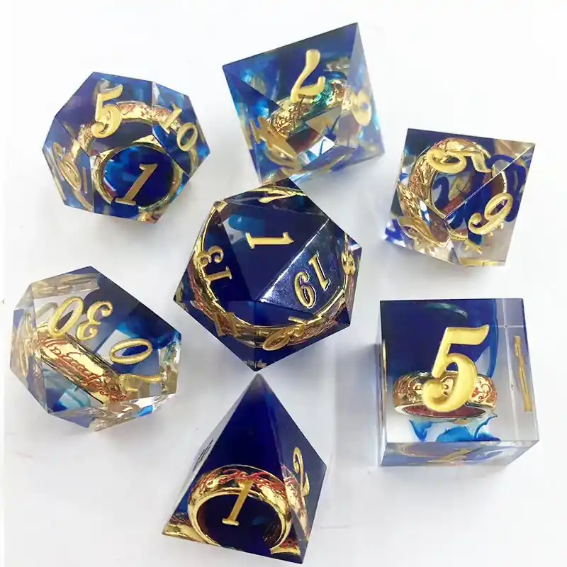 Bästsäljare | Sharp Edge Dice Set (7) Rings Blue