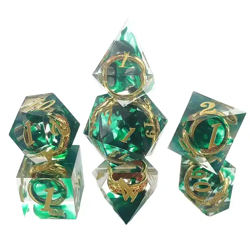 Reapris | Sharp Edge Dice Set (7) Rings Green