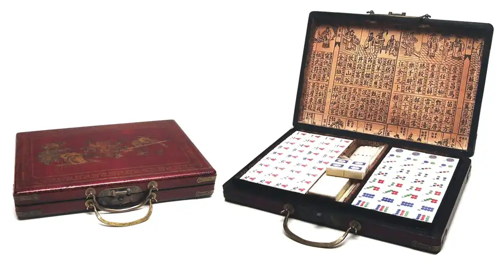 Mah Jong resin, red Chinese case - Premiumkvalitet